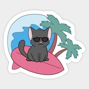 Black Cat at the beach Sticker